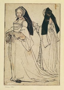 Dwa widoki kobiety noszącej angielski kaptur, ok. 1528-30 autorstwa Hans Holbein der Jüngere