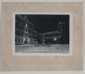 Plac przy św. Kościół Knuda w Odense. Wieczór autorstwa Hans Julius Fæster