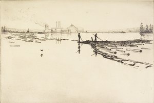 The Log Boom, c.1924 (akwaforta) autorstwa Hans Kleiber