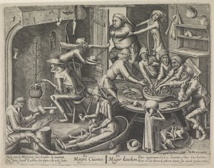chuda kuchnia Le Maigre Cuisine / Chudy Keucken (tytuł na obiekcie) Kuchnia chuda i kuchnia tłusta (tytuł serii) autorstwa Hans Liefrinck (I) (possibly)