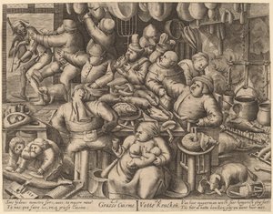 Gruba kuchnia autorstwa Hans Liefrinck I, after Pieter van der Heyden, after Pieter Bruegel the Elder