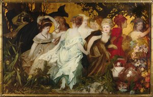 Amoretti współczesne, Tryptyk, lewy panel, 1868. autorstwa Hans Makart