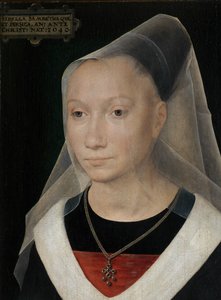 Szczegóły portretu młodej kobiety autorstwa Hans Memling
