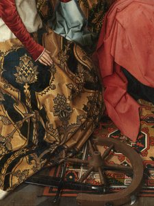 Fragment centralnego panelu Tryptyku św. Jana Chrzciciela i św. Jana Ewangelisty autorstwa Hans Memling