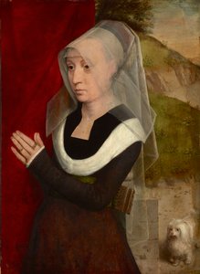 Femme en priere avec son chien - Modląca się kobieta z psem, autorstwa Memlinga, Hansa (1433/40-1494). Olej na drewnie autorstwa Hans Memling