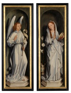 Rewers pary skrzydeł przedstawiający Zwiastowanie (olej na desce) autorstwa Hans Memling
