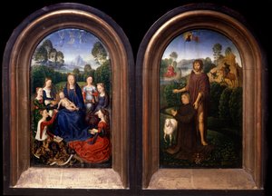Dziewica z Dzieciątkiem w otoczeniu świętych, darczyńców i św. Jana Chrzciciela Dyptyk - Obraz Hansa Memlinga (1435-1494) (ec flam) XV-wieczny Paryż, Luwr autorstwa Hans Memling