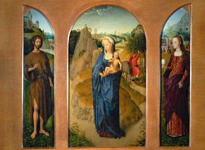 Tryptyk z Madonną i Dzieciątkiem podczas ... autorstwa Hans Memling