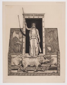 Duński: Circe zamienia ludzi Odyseusza w świnie autorstwa Hans Nikolaj Hansen
