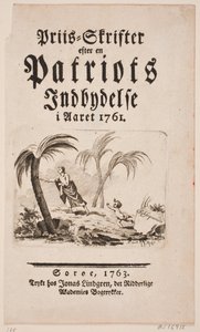 Strona tytułowa z winietą „Nagroda-Skryfter za zaproszeniem patrioty w roku 1761”