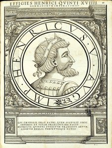 Henricus V, ilustracja z "Imperatorum romanorum omnium orientalium et occidentalium verissimae imagines ex antiquis numismatis", drzeworyt Rudolpha Wyssenbacha, wydrukowany przez Andreasa Gesnera, Zurych, autorstwa Hans Rudolf Manuel Deutsch