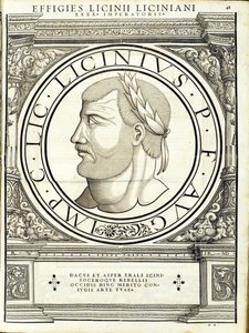 Licyniusz I, ilustracja z „Cesarzy rzymskich całego Wschodu i Zachodu”, drzeworyt Rudolpha Wyssenbacha, druk Andreas Gesner, Zurych autorstwa Hans Rudolf Manuel Deutsch