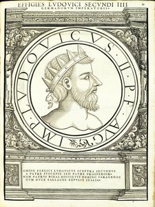 Luis II, ilustracja z „Cesarzy rzymskich całego Wschodu i Zachodu” autorstwa Hans Rudolf Manuel Deutsch