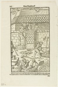 Strona CCCL z Vom Bergwerck XII Bücher autorstwa Agricoli, płyta 43 z drzeworytów z książek z XVI wieku