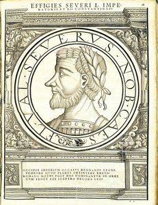 Severus D, ilustracja z „Cesarzy rzymskich całego Wschodu i Zachodu”, drzeworyt Rudolpha Wyssenbacha, druk Andreas Gesner, Zurych, 1