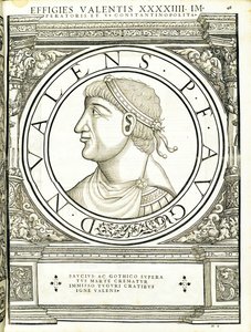 Valens, ilustracja z "Imperatorum romanorum omnium orientalium et occidentalium verissimae imagines ex antiquis numismatis", drzeworyt Rudolpha Wyssenbacha, wydrukowany przez Andreasa Gesnera, Zurych, 1559 r. autorstwa Hans Rudolf Manuel Deutsch