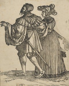 Para idąca na lewo VI, z Restrike Wedding Dancers. autorstwa Hans Schäufelein the Elder