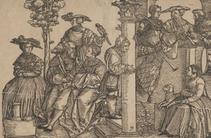 Muzycy i obserwatorzy. autorstwa Hans Schäufelein the Elder