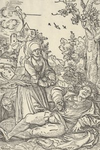 Pyramus i Thisbe, ca. 1509-10. autorstwa Hans Schäufelein the Elder