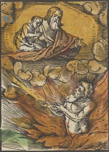 Bogacz w piekle i biedny Łazarz na kolanach Abrahama, z Das Plenarium, 1517.