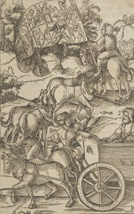 Cnotliwy człowiek na rydwanie w drodze do nieba, z Hymmelwagen auff dem, wer wol leb..., 1517.
