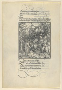 Unfalo zmusza Theuerdancka do wpadnięcia w pułapkę podczas polowania, z Theuerdanck, 1517. autorstwa Hans Schäufelein the Elder