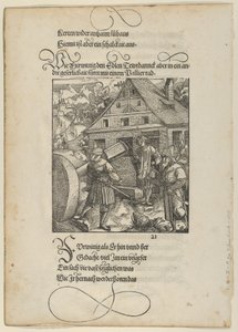 Namawiany przez Fürwittig, Theuerdanck próbuje manipulować kamieniem polerskim, od Theuerdanck,..., 1517. autorstwa Hans Schäufelein the Elder