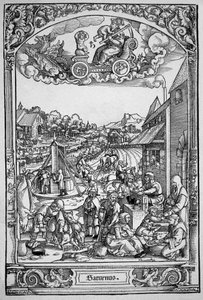 Saturn (drzeworyt) autorstwa Hans Sebald (School of) Beham