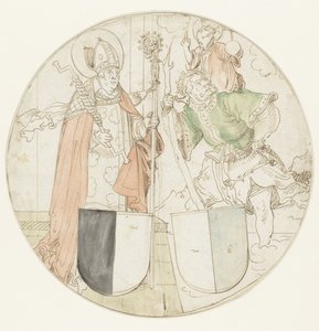 Święci Krzysztof i Erazm, każdy z herbami autorstwa Hans Sebald Beham (possibly)