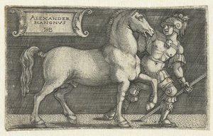 Aleksander Wielki ze swoim koniem Bucefał Alexander Mangnvs (tytuł na obiekcie) autorstwa Hans Sebald Beham