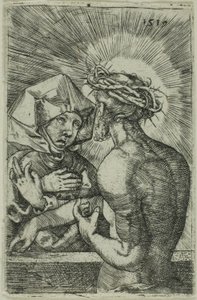 Chrystus ukoronowany cierniem przemawiający do swojej matki autorstwa Hans Sebald Beham