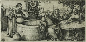Chrystus i kobieta z Samarii autorstwa Hans Sebald Beham