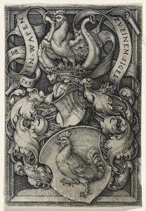 Herb z kogutem, 1543 (rycina na papierze czerpanym)