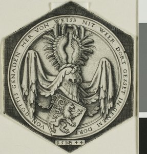 Herb z szalejącym lwem autorstwa Hans Sebald Beham