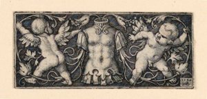 Fryz z kirysem w centrum, otoczony przez dwóch geniuszy autorstwa Hans Sebald Beham