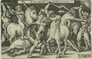 Herkules i centaury, z prac Herkulesa autorstwa Hans Sebald Beham
