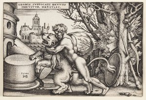 Herkules i lew nemejski autorstwa Hans Sebald Beham