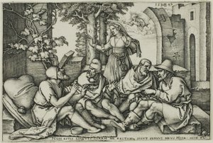 Hiob rozmawia ze swoimi przyjaciółmi autorstwa Hans Sebald Beham