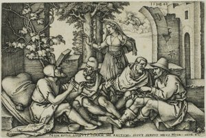 Hiob rozmawia ze swoimi przyjaciółmi autorstwa Hans Sebald Beham