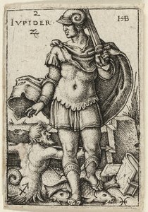 Jowisz, płytka druga z książki Siedem planet z zodiakami autorstwa Hans Sebald Beham