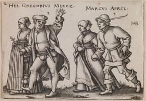 "Marzec i kwiecień" z serii "Święto chłopskie, czyli dwanaście miesięcy" autorstwa Hans Sebald Beham