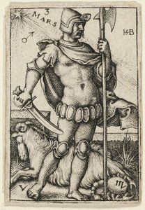 Mars, płytka trzecia z książki Siedem planet z zodiakami autorstwa Hans Sebald Beham