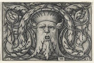 Mascaron, 1543 (rycina na papierze czerpanym) autorstwa Hans Sebald Beham