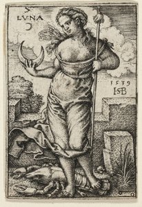 Księżyc, płyta siódma z Siedmiu planet ze zodiakami autorstwa Hans Sebald Beham