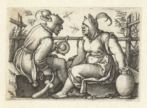 Błazen z fallusem i żeńską nar autorstwa Hans Sebald Beham
