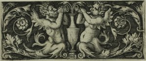Ornament z dwoma trytonami z czterech winiet autorstwa Hans Sebald Beham