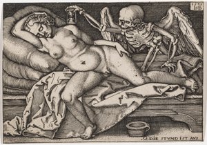 Śpiąca dziewczyna i śmierć, 1548 autorstwa Hans Sebald Beham