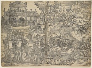 Święto Heroda (drzewryt drukowany z dwóch bloków) autorstwa Hans Sebald Beham