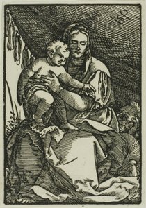 Święta Rodzina pod baldachimem autorstwa Hans Sebald Beham