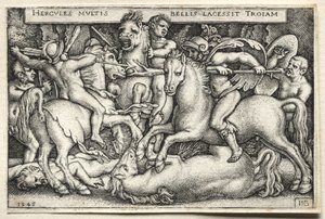 Prace Herkulesa: Herkules podbija Troję autorstwa Hans Sebald Beham
